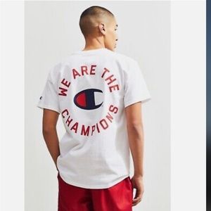 Champion Men's Unisex White Short Sleeve T Shirt Queen Collab Graphic T Size